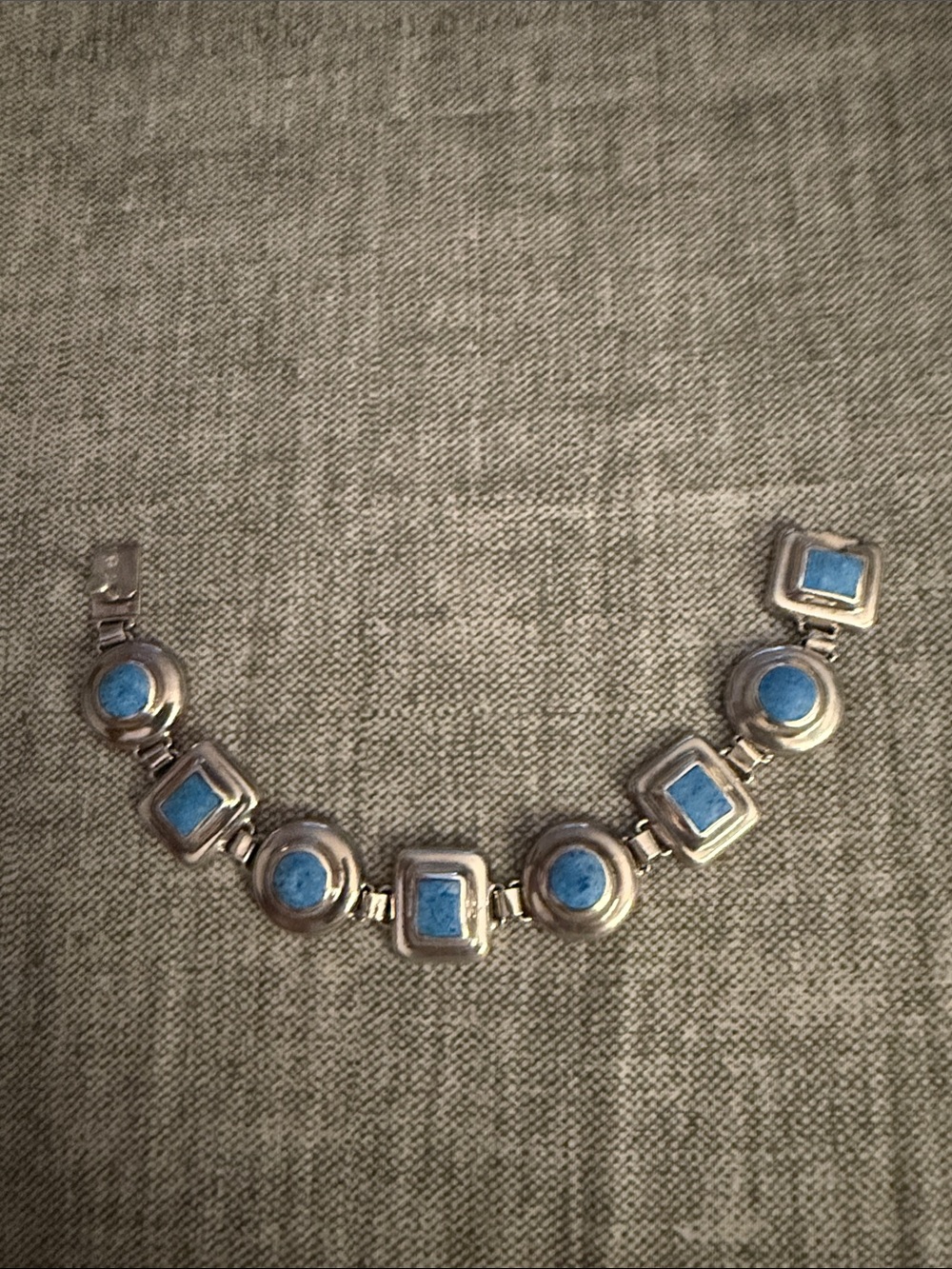 925 Sterling Silver Denim Lapis Taxco Mexico Bracelet 7.75" x .75" 38.0g